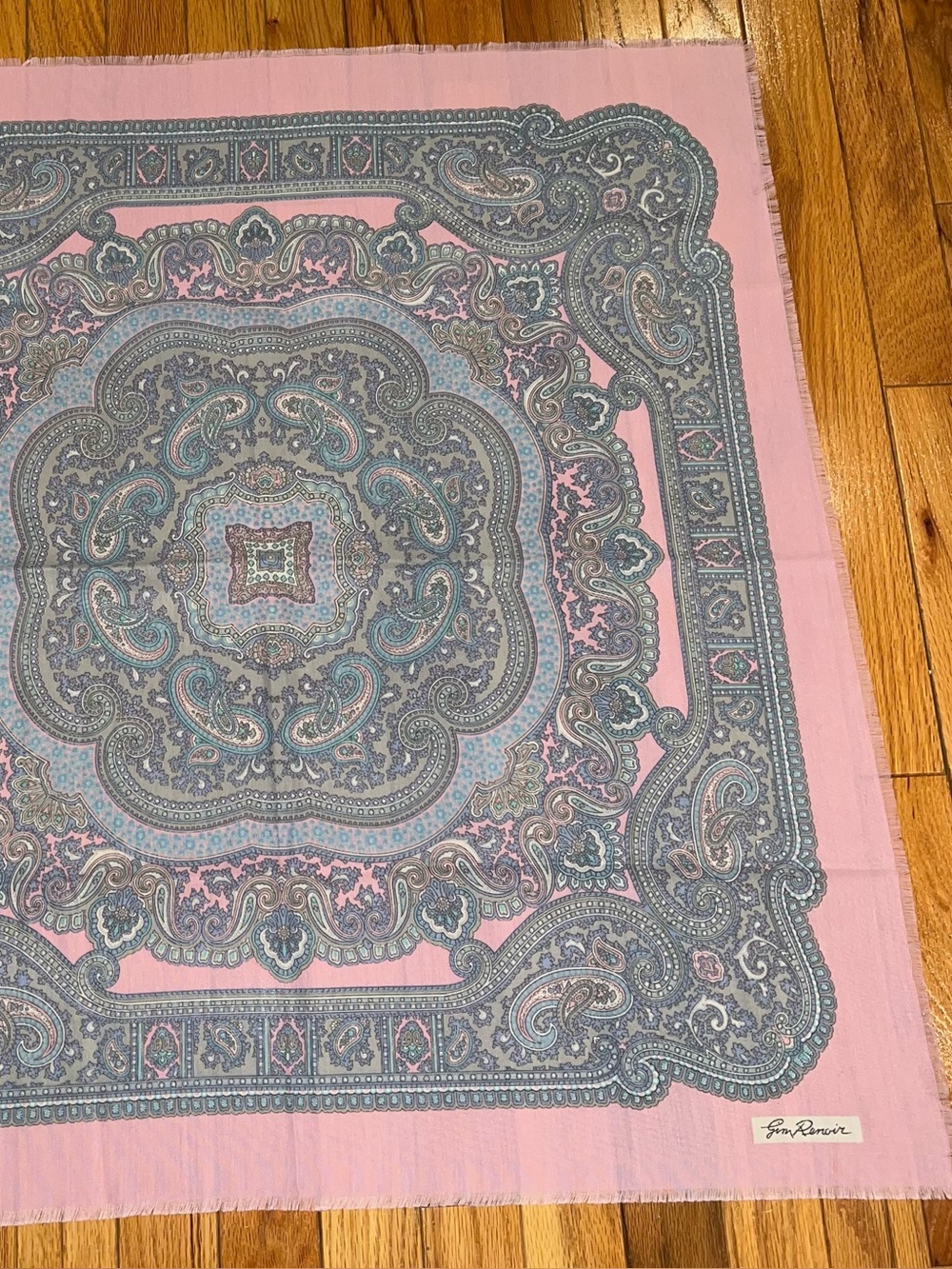 Vintage Jim Renoir Scarf Square Pink Purple Blue 30 inch